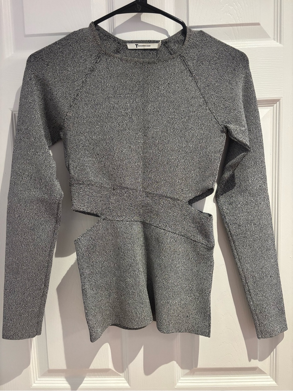 Alexander Wang Heathered Gray Knit Top with Crew Neck